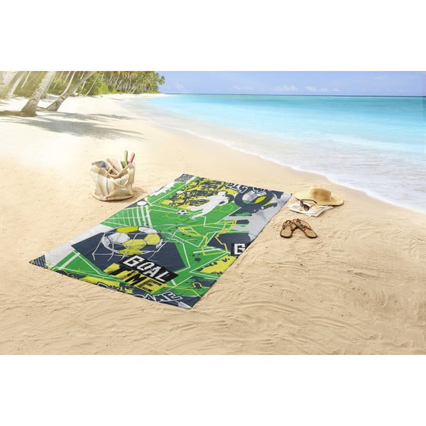 Zelená dětská sametová plážová osuška 75x150 cm Goaltime – Good Morning-image-1