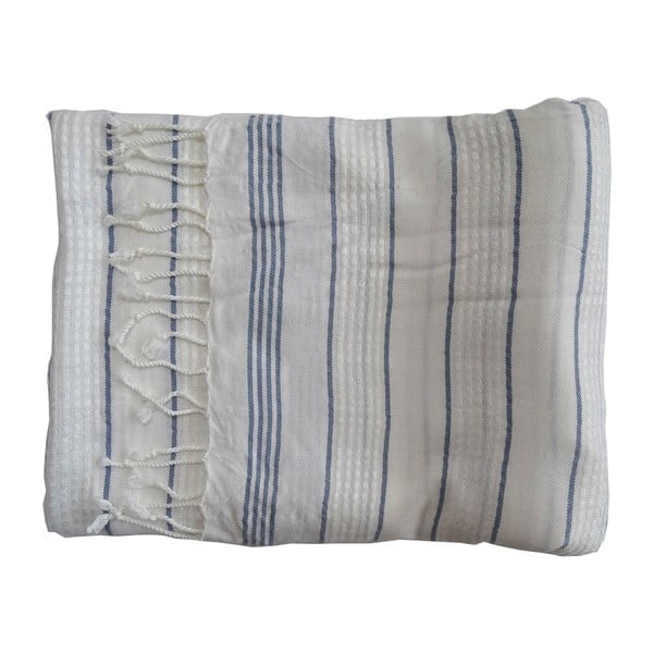 Modro-bílá ručně tkaná osuška z prémiové bavlny Homemania Bodrum Hammam, 100 x 180 cm