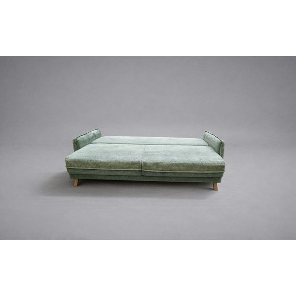 Světle zelená manšestrová rozkládací/s úložným prostorem pohovka 218 cm Tori - II. jakost – Bonami Selection-image-4