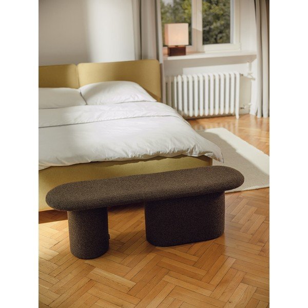 Hnědá polstrovaná lavice z textilie bouclé Rull – noo.ma-image-3