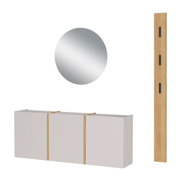 Krémová/v přírodní barvě předsíňová sestava 168x200x27 cm Libbiano – Germania