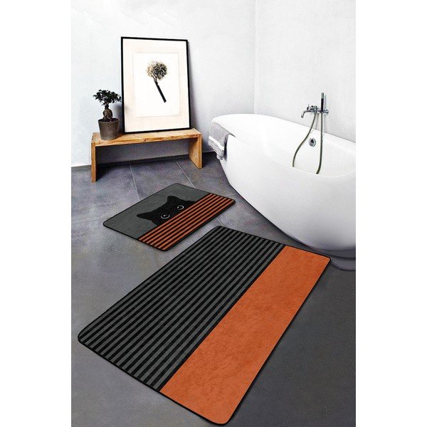 Černo-oranžové koupelnové předložky v sadě 2 ks 60x100 cm – Mila Home-image-3