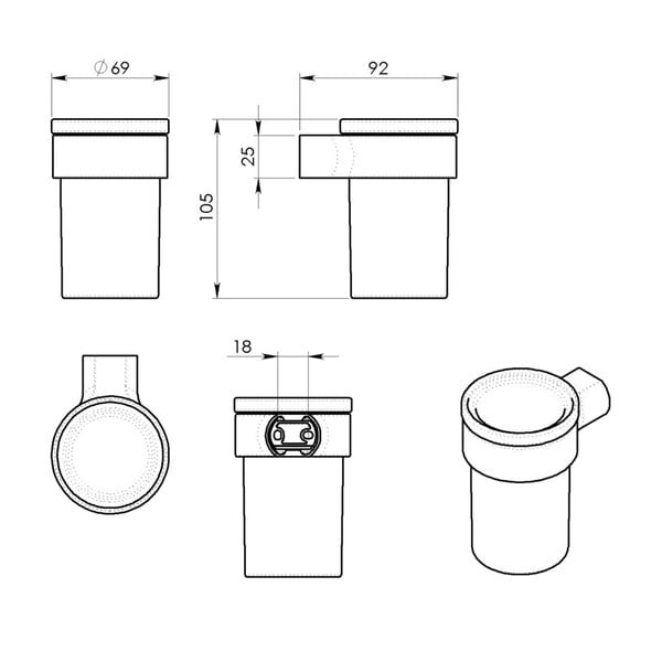Nástěnný skleněný kelímek na zubní kartáčky v bílo-zlaté barvě Gedy Pirenei – Sapho-image-2