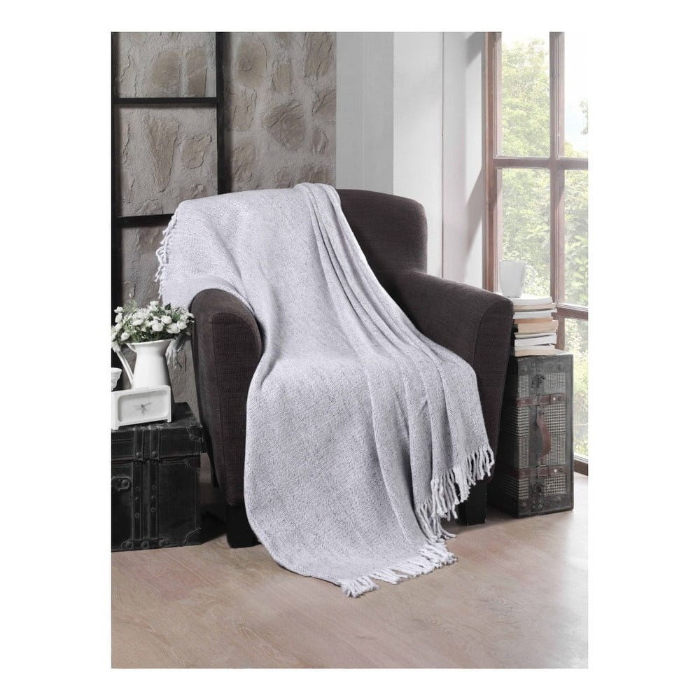 Světle šedá bavlněná deka Chauffe, 130 x 170 cm