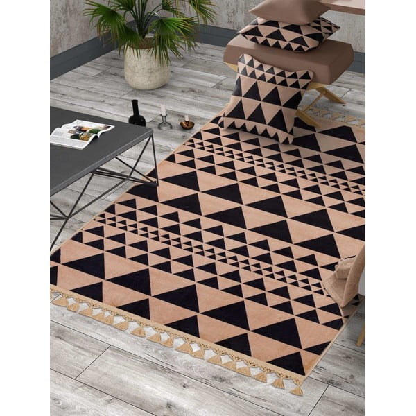 Béžový pratelný koberec běhoun 300x80 cm - Vitaus-image-1