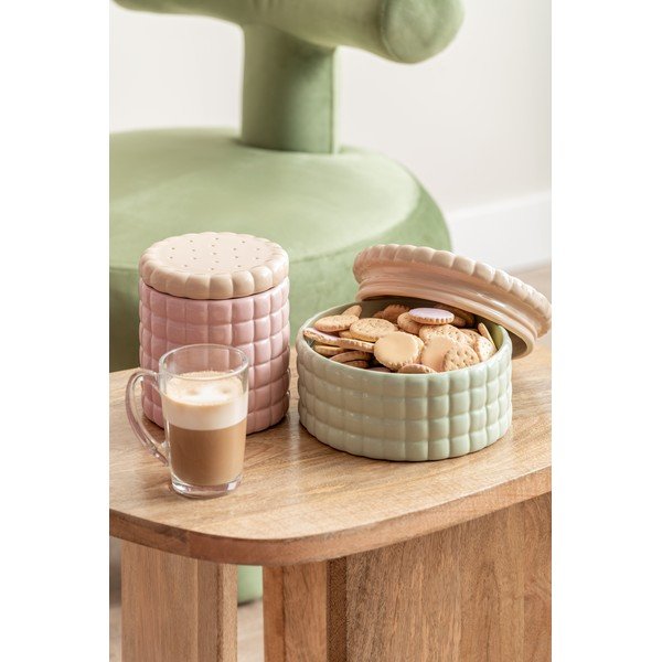 Světle růžový dekorativní keramický úložný box ø 14x15 cm Biscuit Box – PT LIVING-image-1