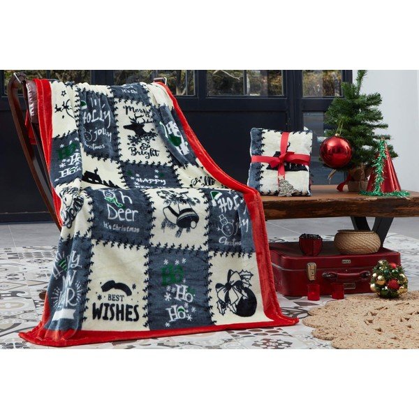 Modrá deka s vánočním motivem z mikroplyše 100x170 cm – Mila Home