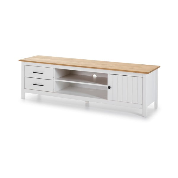 Bílý TV stolek z borovicového dřeva 158x47 cm Miranda – Marckeric-image-3