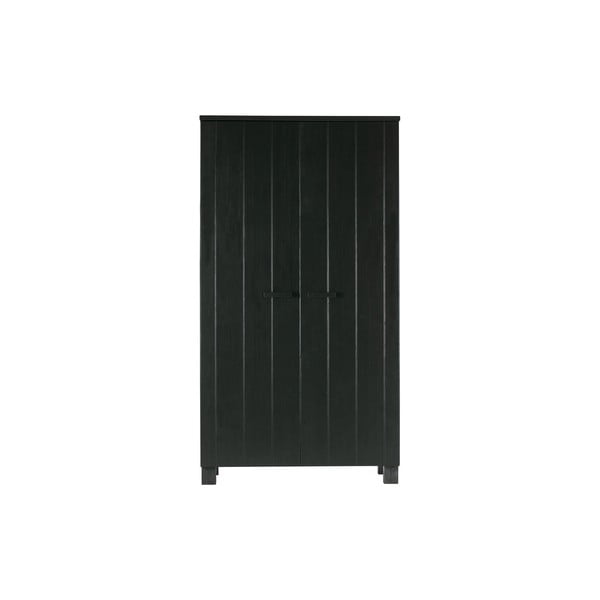 Černá šatní skříň z borovicového dřeva 111x202 cm Dennis - WOOOD