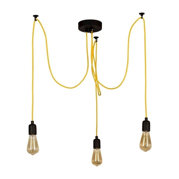 Žluté závěsné svítidlo Wire Hanging Lamp Larro, 3 žárovky