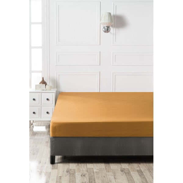 Žluté napínací bavlněné prostěradlo 160x200 cm - Mijolnir-image-2