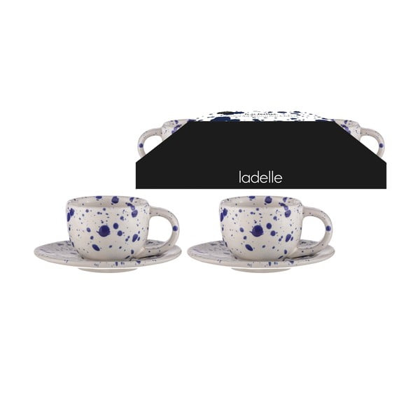 Bílo-modré šálky na espresso z kameniny v sadě 2 ks 100 ml Carnival – Ladelle-image-2