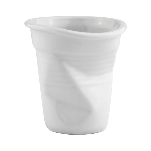Bílý zmačkaný porcelánový hrnek KJ Collection, 100 ml