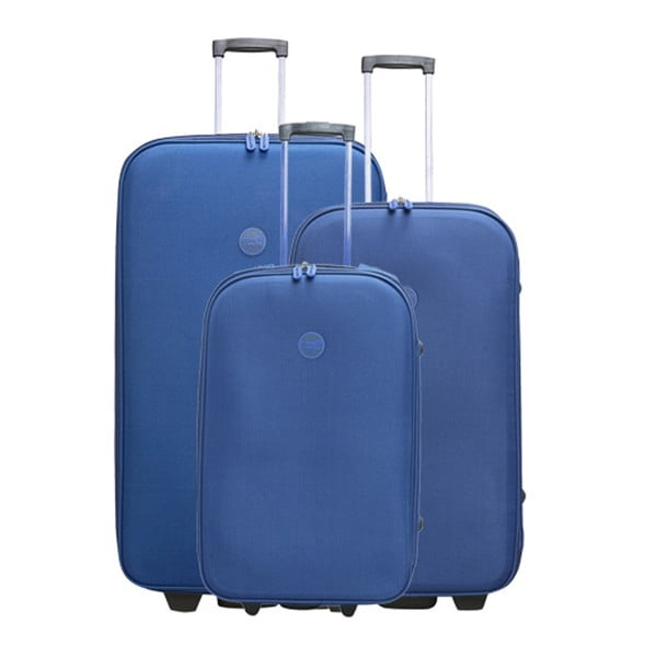 Sada 3 modrých cestovních kufrů na kolečkách Travel World Let´s Go