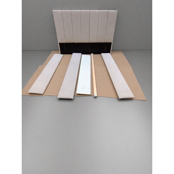 Béžová čalouněná dvoulůžková postel s úložným prostorem s roštem 180x200 cm Thessa Bold Line - II. jakost – Bonami Selection-image-1