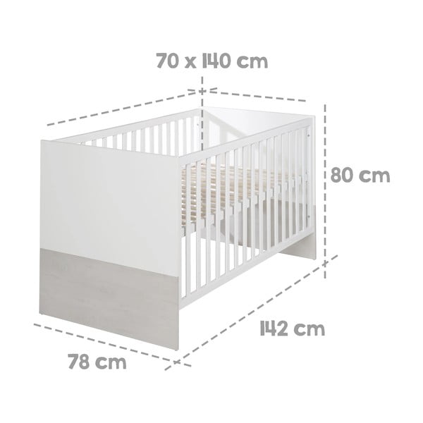 Bílo-světle šedá postýlka 70x140 cm Julia – Roba-image-2