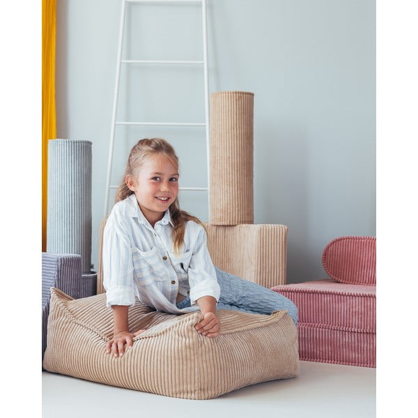 Světle hnědý manšestrový dětský sedací vak Square – Wigiwama-image-1