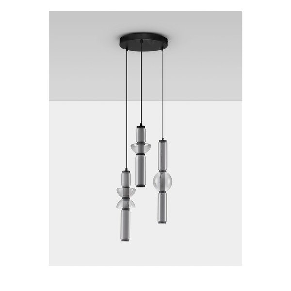 Šedé skleněné LED stmívatelné závěsné svítidlo ø 38 cm Ulon – Nova Luce-image-3