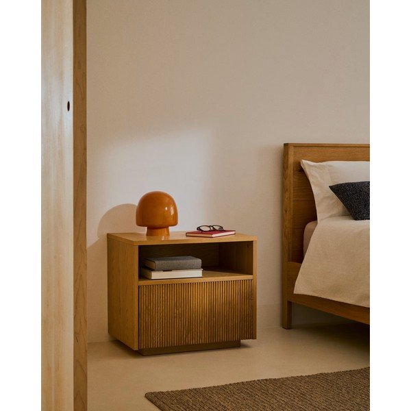 Oranžová stolní lampa se skleněným stínidlem (výška 20 cm) Reig – Kave Home-image-2