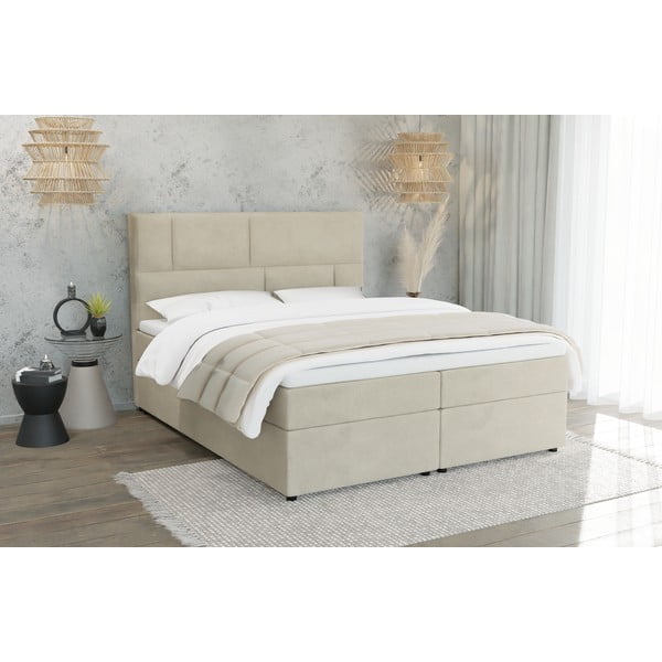 Béžová boxspring postel s úložným prostorem 180x200 cm Lola – Ropez-image-2