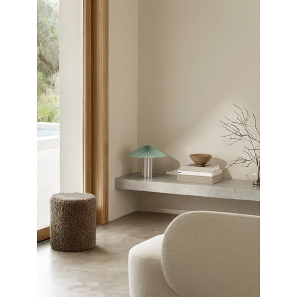 Stmívatelná stolní lampa ve stříbrné barvě/šalvějově zelená s textilním stínidlem (výška 36 cm) Taite – Blomus-image-3