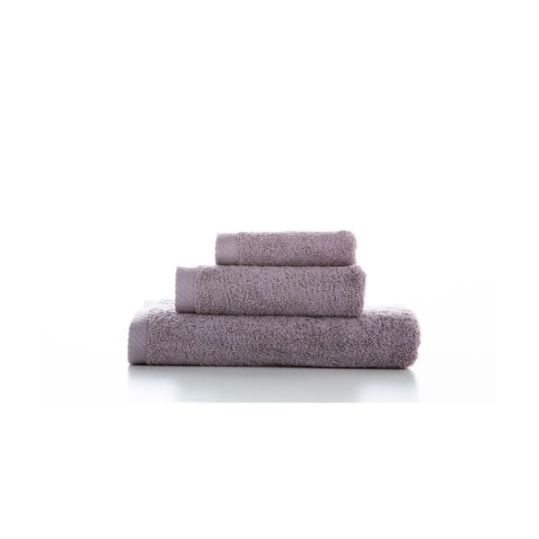 Sada 3 fialových bavlněných ručníků El Delfin Lisa Coral, 70 x 140 cm