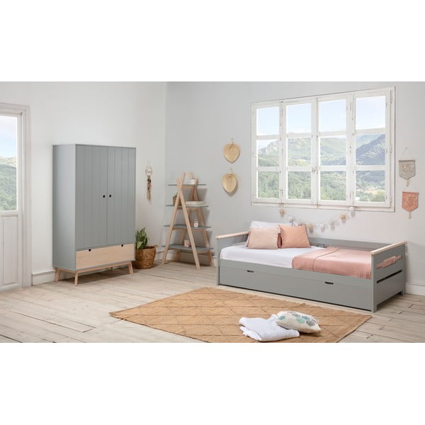 Šedá dětská šatní skříň s nohami z borovicového dřeva Marckeric Kiara-image-1