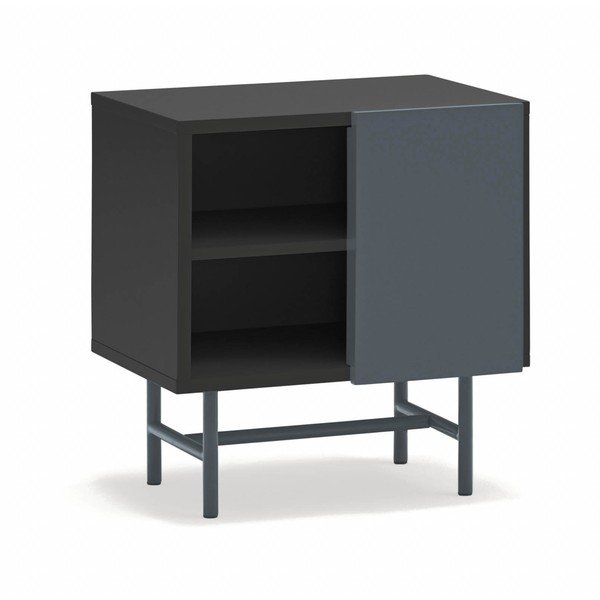 Černý/antracitový matný noční stolek s poličkami Nube – Teulat-image-2