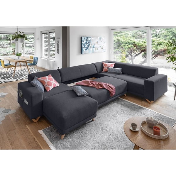 Antracitová rozkládací/s úložným prostorem rohová pohovka (pravý roh/do "U") Classy Sophie – Miuform-image-4