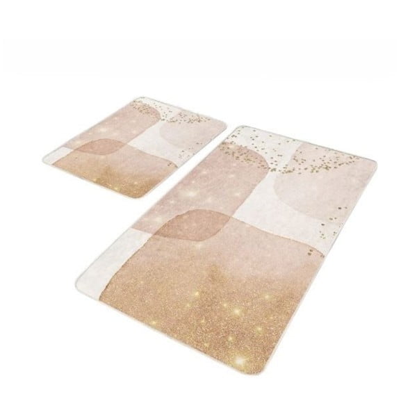 Béžové sametové koupelnové předložky v sadě 2 ks 60x100 cm – Mila Home