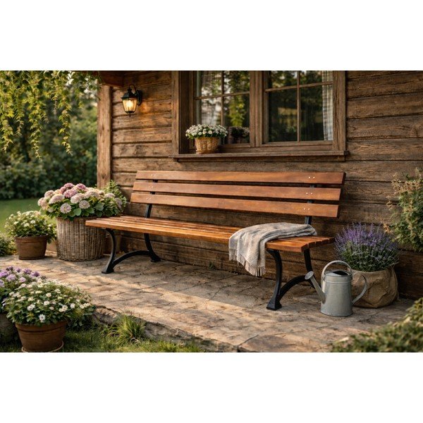 Dřevěná zahradní lavice v přírodní barvě – Rojaplast-image-4