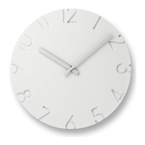 Bílé nástěnné hodiny Lemnos Clock Carved, ⌀ 30,5 cm