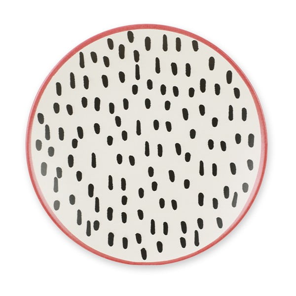 Sada 6 keramických dezertních talířů My Ceramic Brush Dots, 20 cm