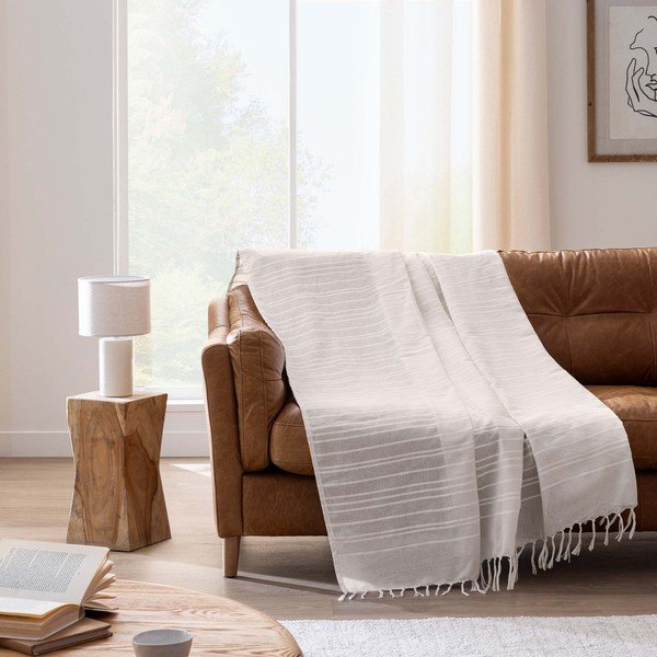 Krémový bavlněný přehoz 125x150 cm Lilia – douceur d'intérieur-image-1