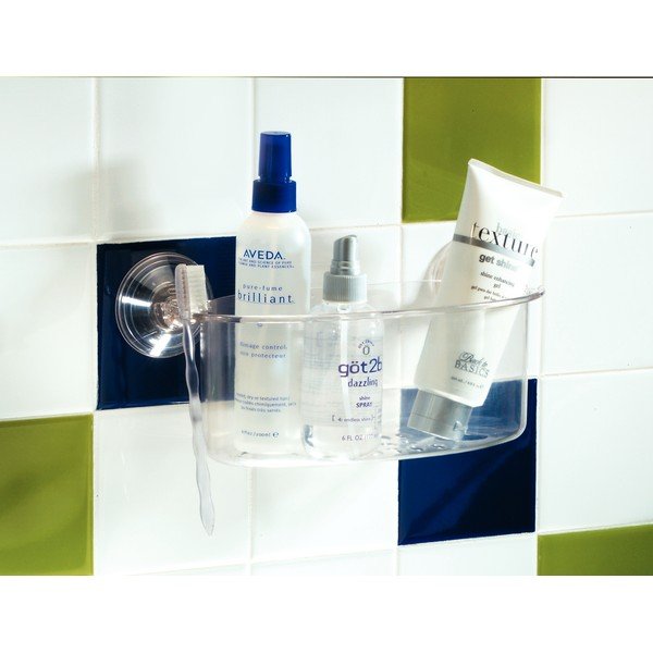 Transparentní samodržící košík iDesign Suction Spa, délka 30 cm-image-1