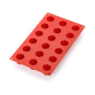 Červená silikonová forma na 18 mini dezertů ve tvaru hvězdiček Lékué