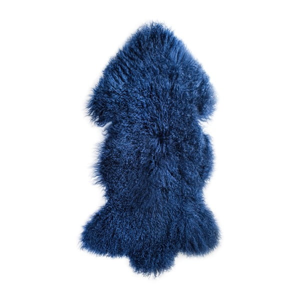Modrý vlněný koberec z ovčí kožešiny Auskin, 81 x 60 cm