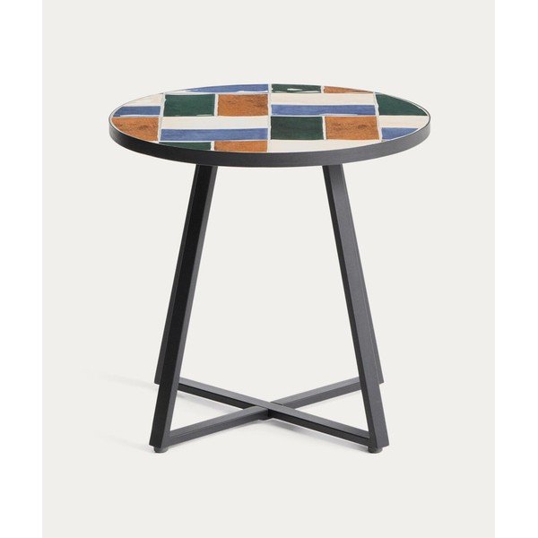 Kulatý zahradní stolek s keramickou deskou ø 45 cm Tella – Kave Home-image-2