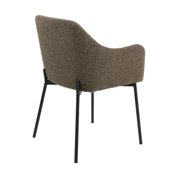 Hnědé čalouněné jídelní křeslo s područkami Melilla – House Nordic-image-4