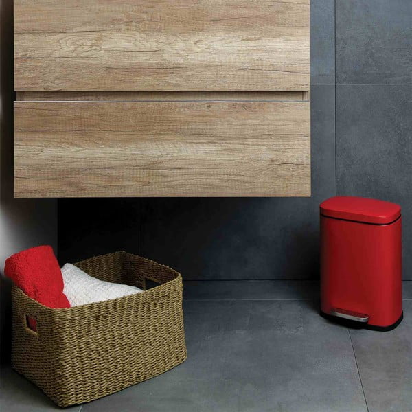 Červený nášlapný ocelový odpadkový koš 5 l   Akira – Spirella-image-1