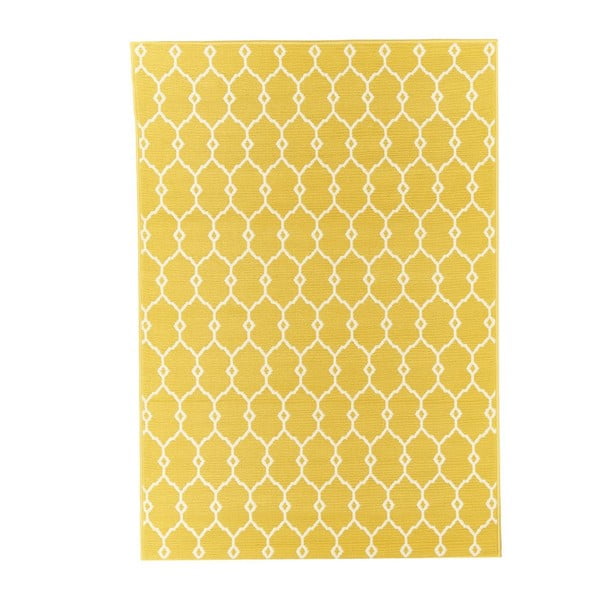 Žlutý venkovní koberec Floorita Trellis, 133 x 190 cm