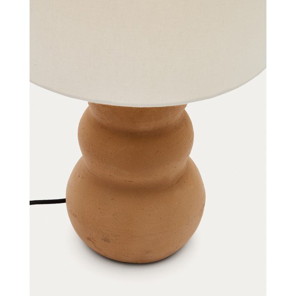 Kamenná stolní lampa v přírodní barvě s textilním stínidlem (výška 55 cm) Madsen – Kave Home-image-2