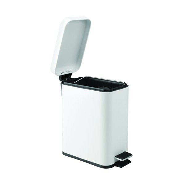 Bílý kovový nášlapný odpadkový koš iDesign, 5 l-image-2
