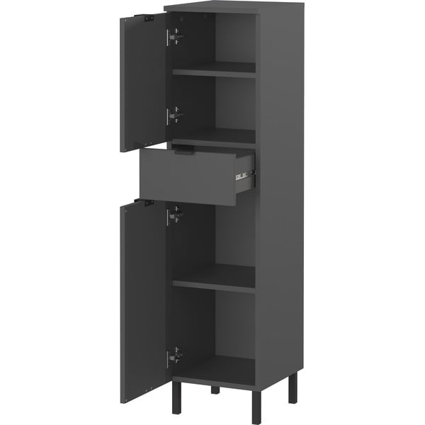 Antracitová vysoká/úzká koupelnová skříňka 30x120 cm Arcena – Germania-image-3