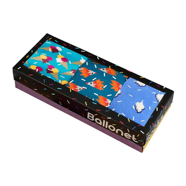 Set 3 párů ponožek Ballonet Socks Novelty Blue v dárkovém balení, velikost 36 - 40-image-1