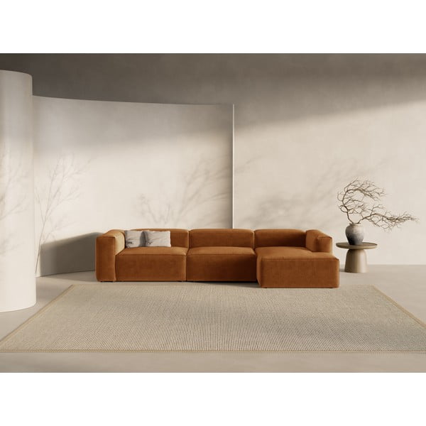 Rohová pohovka v cihlové barvě (pravý roh/s lenoškou) Bergamo – Cosmopolitan Design-image-1