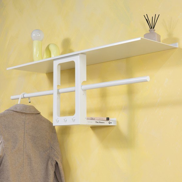 Bílý ocelový nástěnný věšák s poličkou 100 cm Luno Small – Spinder Design-image-1