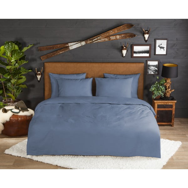 Modré flanelové prodloužené povlečení na dvoulůžko 200x220 cm – Good Morning-image-1