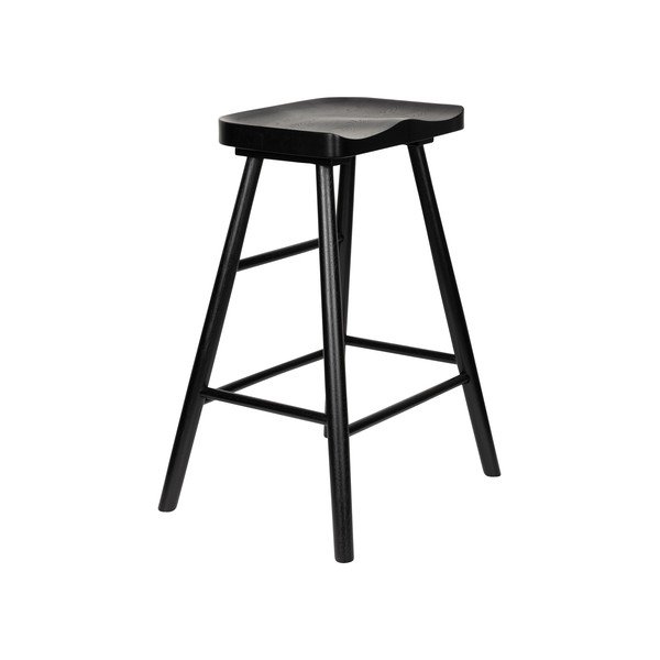 Černá barová stolička z dubového dřeva (výška sedáku 65,5 cm) Vander – White Label-image-2
