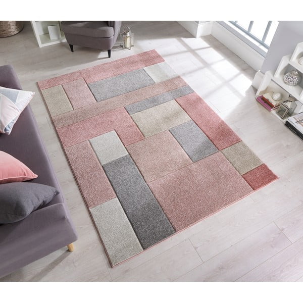 Růžovo-šedý koberec Flair Rugs Cosmos, 80 x 150 cm-image-1